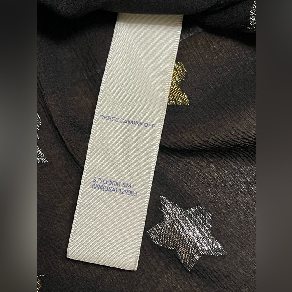 Rebecca Minkoff Derora Star Patterned Silk Metallic Relaxed Blouse Size Small - Picture 8 of 9